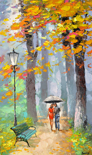 Autumn kiss by Dmitry Spiros, 油畫 for Sale on Singulart