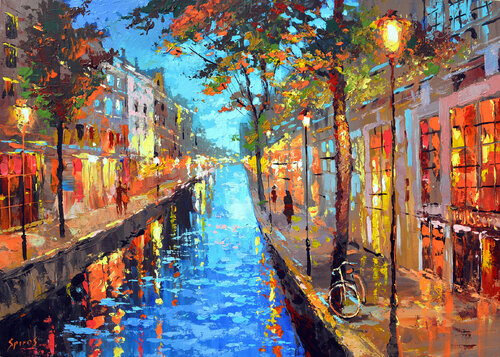 Magical night van Dmitry Spiros, Schilderij te koop op Singulart