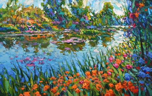Midday Summer pond by Dmitry Spiros, Painting for Sale on Singulart