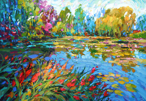 The smell of herbs at sunset par Dmitry Spiros, Peinture en vente sur Singulart