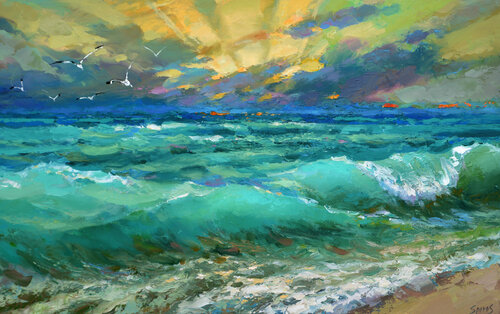 Rustle of the sea wind di Dmitry Spiros, Pittura in vendita su Singulart