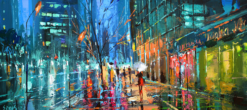 Rainy New York van Dmitry Spiros, Schilderij te koop op Singulart