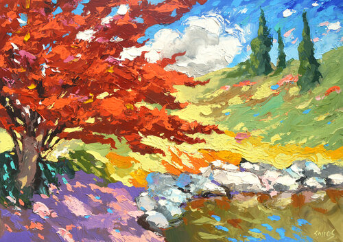 Red tree near the pond Dmitry Spiros