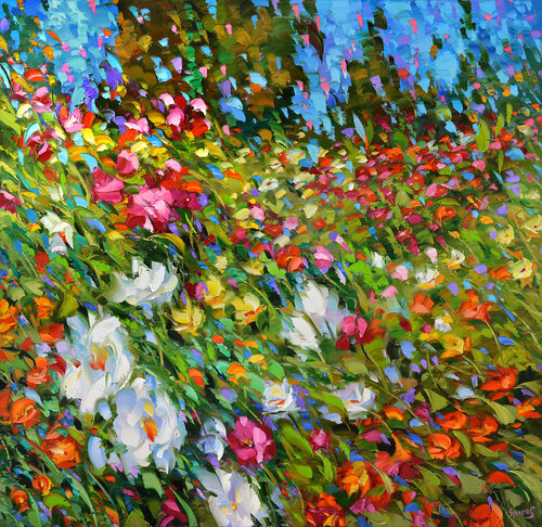 Flowery meadow di Dmitry Spiros, Pittura in vendita su Singulart