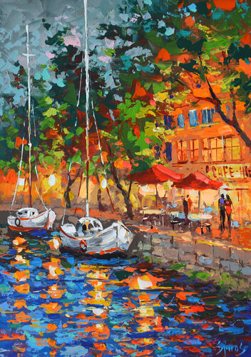 Night CAFE 4 van Dmitry Spiros, Schilderij te koop op Singulart