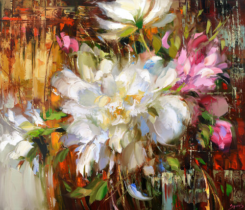 FLOWERS. Evening inspiration #3 di Dmitry Spiros, Pittura in vendita su Singulart