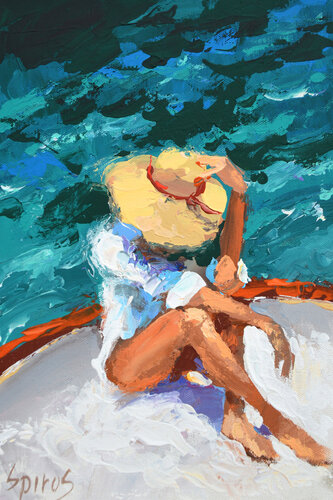 On the boat di Dmitry Spiros, Pittura in vendita su Singulart