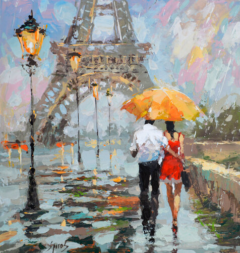 Under yellow umbrella 2 van Dmitry Spiros, Schilderij te koop op Singulart