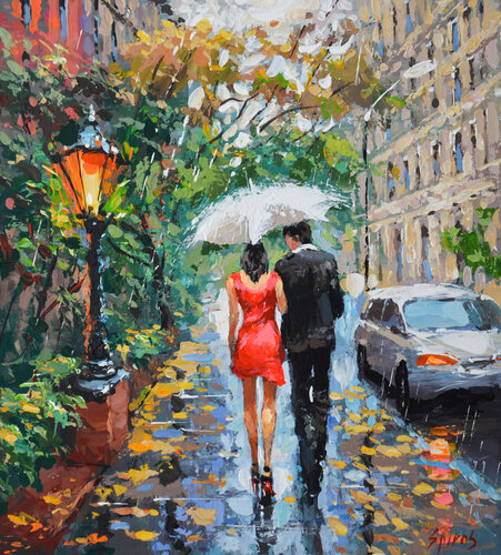 Rainy Boulevard 2 di Dmitry Spiros, Pittura in vendita su Singulart