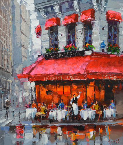 Drizzling outside the window di Dmitry Spiros, Pittura in vendita su Singulart