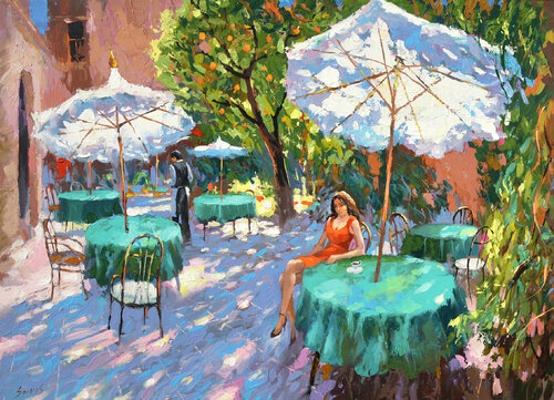 Morning coffee di Dmitry Spiros, Pittura in vendita su Singulart