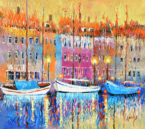 Three boats di Dmitry Spiros, Pittura in vendita su Singulart