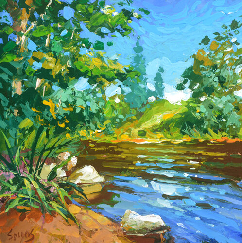 Forest lake van Dmitry Spiros, Schilderij te koop op Singulart