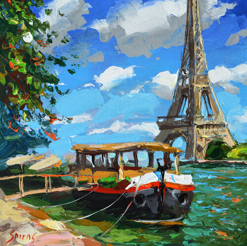 Paris summer day di Dmitry Spiros, Pittura in vendita su Singulart