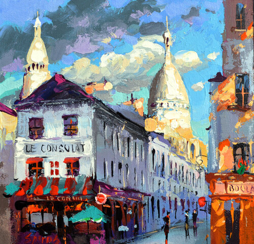 Parisian cityscape van Dmitry Spiros, Schilderij te koop op Singulart