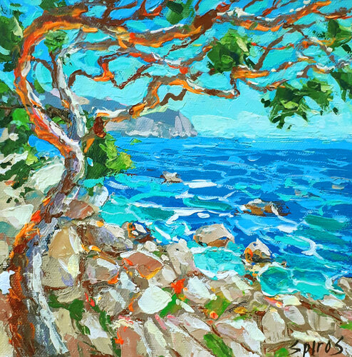 At the rocky coast 2 di Dmitry Spiros, Pittura in vendita su Singulart