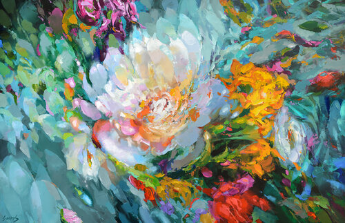 Flowers composition #10 van Dmitry Spiros, Schilderij te koop op Singulart