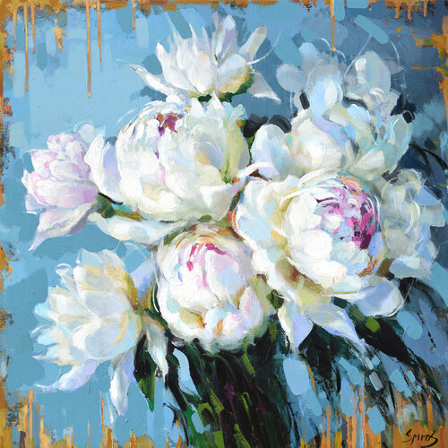 White peonies von Dmitry Spiros, Malerei kaufen auf Singulart