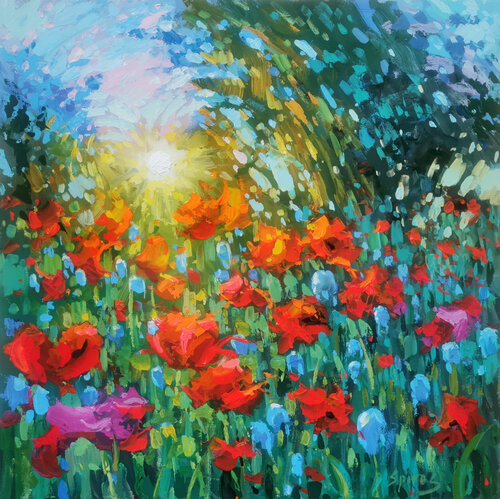 Poppies evening di Dmitry Spiros, Pittura in vendita su Singulart