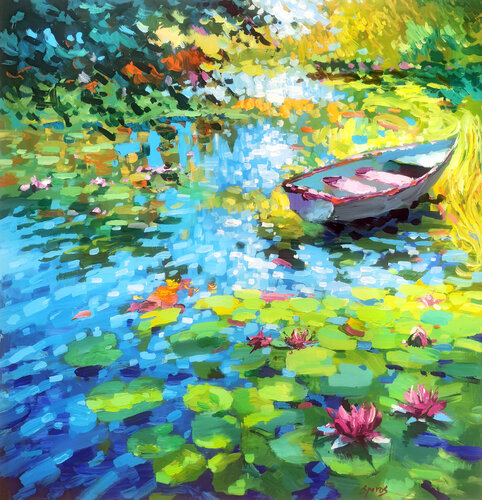 The whisper of the forest pond van Dmitry Spiros, Schilderij te koop op Singulart