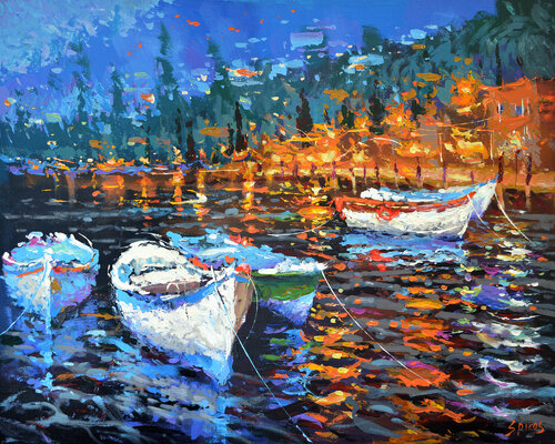 Shimmering evening di Dmitry Spiros, Pittura in vendita su Singulart