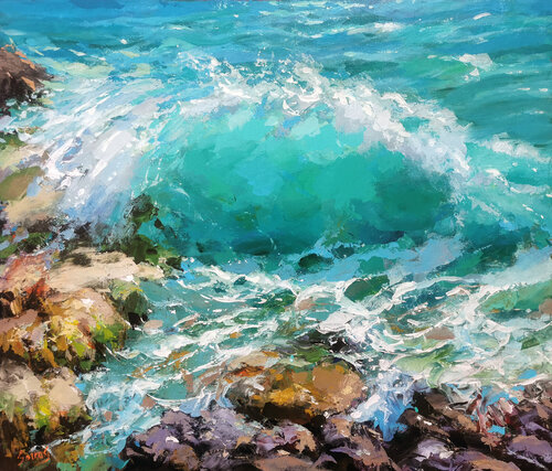 Caribbean waves at noon 2 von Dmitry Spiros, Malerei kaufen auf Singulart