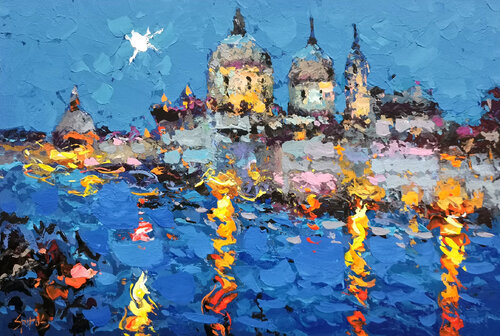 Night Venice canal van Dmitry Spiros, Schilderij te koop op Singulart
