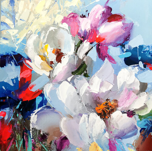 Abstract White flowers von Dmitry Spiros, Malerei kaufen auf Singulart