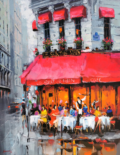 Rainy terrace par Dmitry Spiros, Peinture en vente sur Singulart