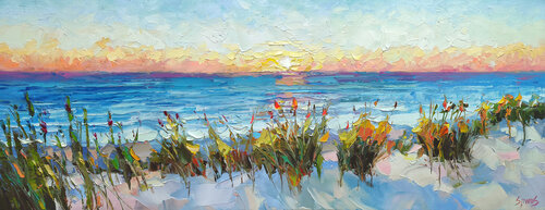 Dune beach at sunset by Dmitry Spiros, Painting for Sale on Singulart