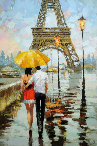 Under the yellow umbrella di Dmitry Spiros, Pittura in vendita su Singulart
