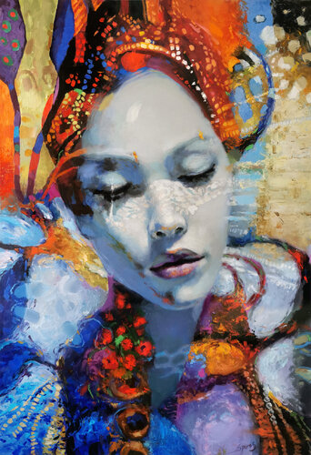 From a series of "Female images" #9 van Dmitry Spiros, Schilderij te koop op Singulart