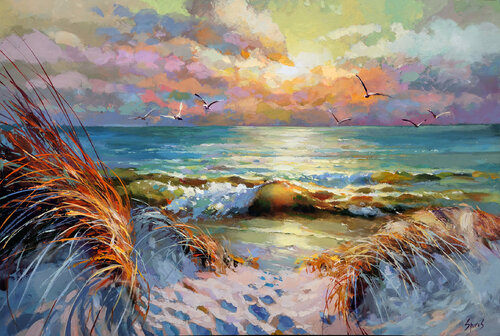 Sea Dunes in the Evening by Dmitry Spiros, Painting for Sale on Singulart