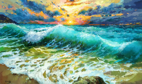 Morning caribbean view von Dmitry Spiros, Malerei kaufen auf Singulart