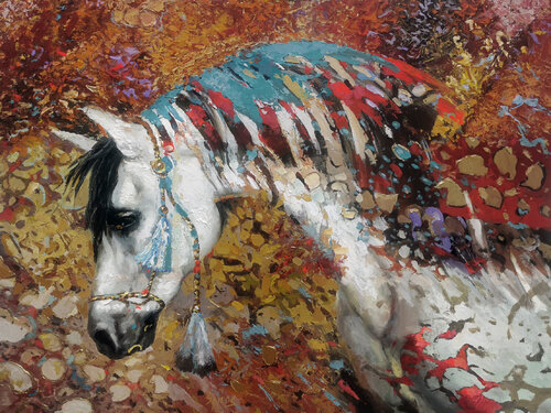 Horse. Through the Veil di Dmitry Spiros, Pittura in vendita su Singulart