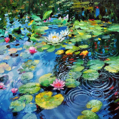 Blooming water lilies 2 par Dmitry Spiros, Peinture en vente sur Singulart