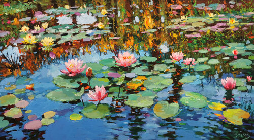 Blooming water lilies 2 van Dmitry Spiros, Schilderij te koop op Singulart