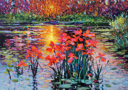 Lake at sunset 2 par Dmitry Spiros, Peinture en vente sur Singulart