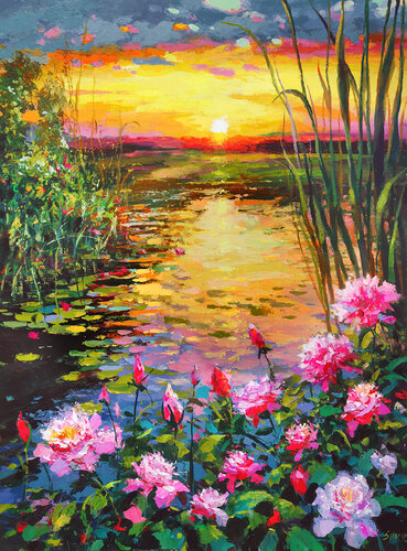 The last rays (old pond) von Dmitry Spiros, Malerei kaufen auf Singulart