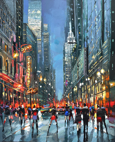 Nocturnal Metropolis di Dmitry Spiros, Pittura in vendita su Singulart