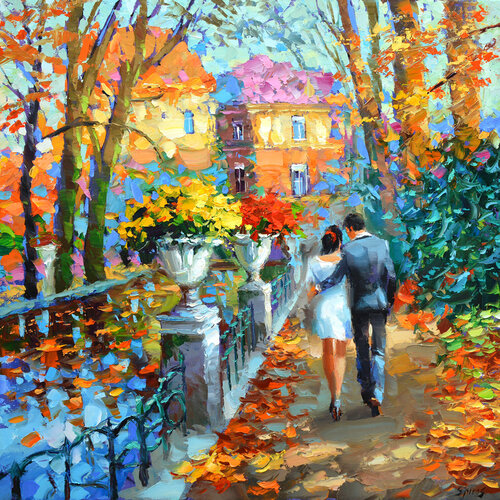 Autumn in the Luxembourg garden van Dmitry Spiros, Schilderij te koop op Singulart