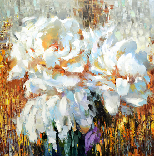 FLOWERS. Evening inspiration van Dmitry Spiros, Schilderij te koop op Singulart
