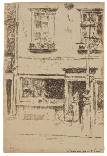 The Little Fish Shop, Chelsea Embankment (Maunder's Fish Shop) van Theodore Roussel, Afdruk te koop op Singulart