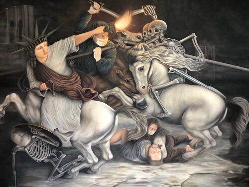 The Battle of New York par Carmen CARPENA, Peinture en vente sur Singulart