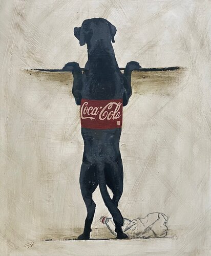 The stray dog that is sweet and bubbly as a Coca-Cola par Carmen CARPENA, Peinture en vente sur Singulart