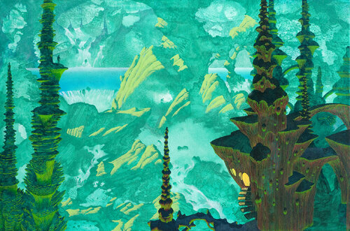 Journey to the Centre of the Earth di Roger Dean, Pittura in vendita su Singulart