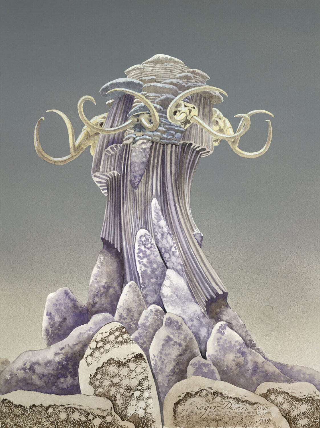 Mammoth Skull Roger Dean Origineel schilderij te koop