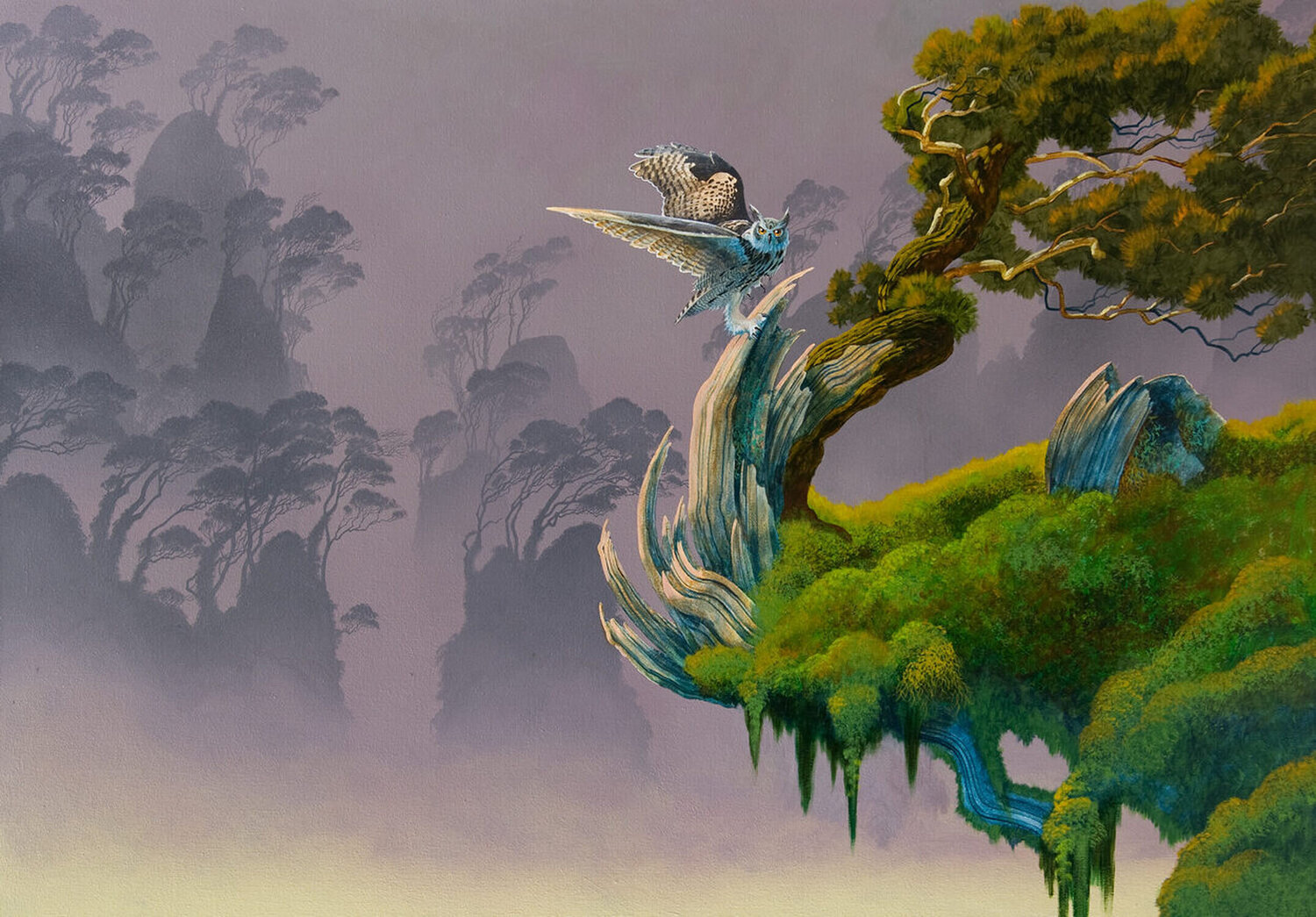 Blind Owl Late Landing Roger Dean Dipinto originale in vendita