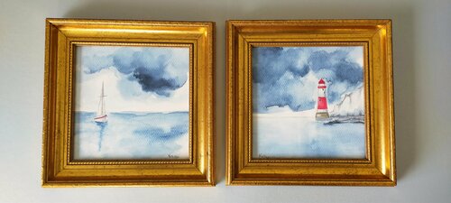 2 Watercolours paintings with frame Nella Alao