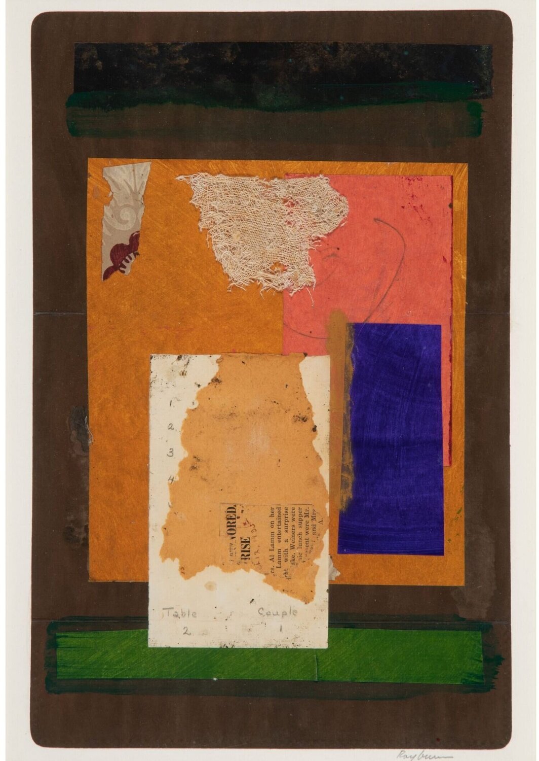 Table 2, Couple 1 (unique framed collage by beloved Texas artist) Henry Rayburn Werk auf Papier zu verkaufen